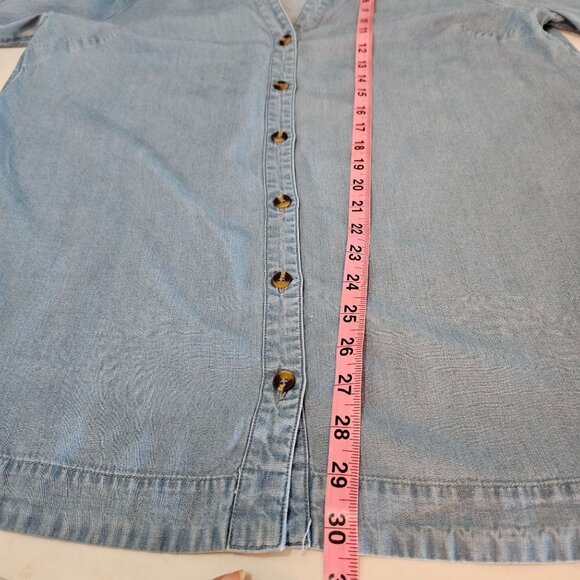NWT! Soft Surroundings Twyla Tunic Shirt Denim Large Button Down Long Sleeve - Picture 9 of 10